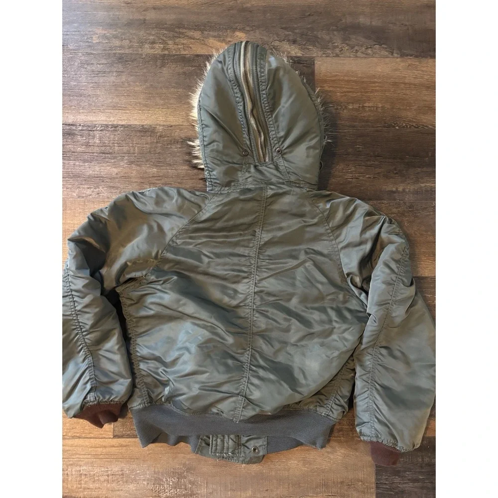 Vintage USAF N-2B Heavy Flying Bomber Jacket Mens Medium Fur Split Hood 6278F
